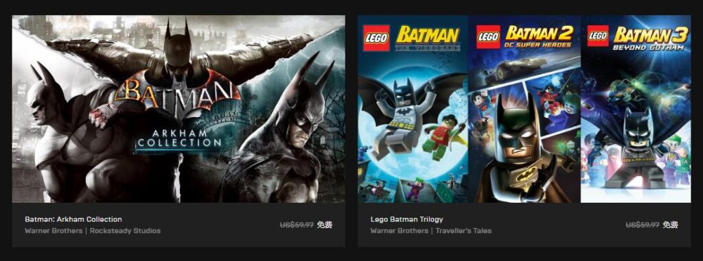 Epic本周喜加6 蝙蝠侠：阿卡姆合集/乐高蝙蝠侠领取